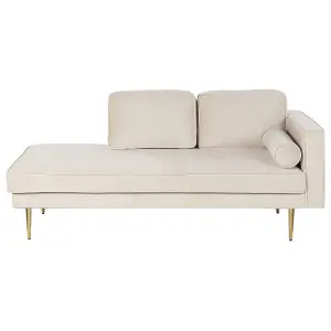 Right Hand Velvet Chaise Lounge Beige MIRAMAS