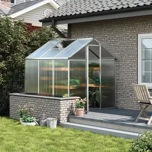 6x6ft Sliver Walk in Greenhouse Polycarbonate Greenhouse with Window