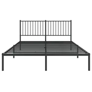 Berkfield Metal Bed Frame with Headboard Black 150x200 cm 5FT King Size