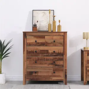 FurnitureHMD Chest of Drawers, 5-Drawer Organiser Unit,Wooden Storage Cabinet,Industrial Style