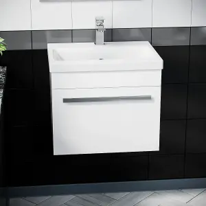 Nes Home Nanuya 500mm Wall Hung 1 Drawer Basin Flat Pack Vanity Unit White