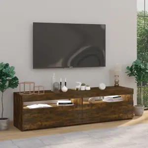 Berkfield TV Cabinet with LED Lights 2 pcs Smoked Oak 75x35x40 cm