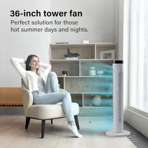 36" Tower Fan Electric Cooling Fan with Remote Control Oscillating Fan Quiet - Grey