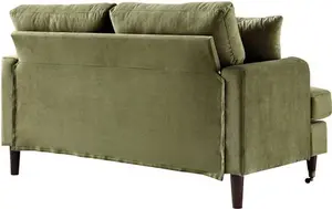 Brigette 2-Seater Olive Green Velvet Sofa With Antique Brass Castor Legs - Daals - Sofas