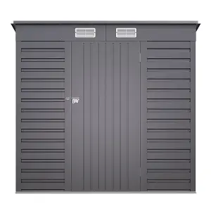 Outdoor Shed Single Door Galvanized Steel Plate Shed Storage Shed in Grey