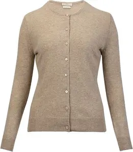 House Of Bruar Ladies Cashmere 2-Ply Crew Cardigan - Natural