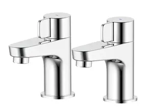 GoodHome Cavally Chrome effect Bath Pillar Tap, Pair