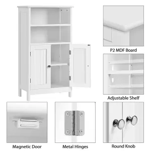 Yaheetech 5 Tier Bathroom Floor Cabinet with Double Door - White