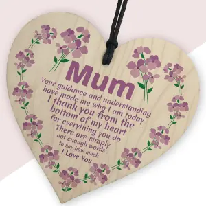 Red Ocean I Love You Mum Gift For Mothers Day Birthday Wood Heart Mum Gifts From Daughter Son Thank You Gift For Mum