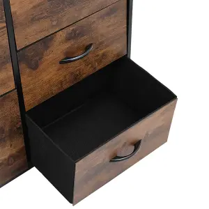 Chest of Drawer Wooden Storage Cabinet with 5 Drawers and Open Shelve