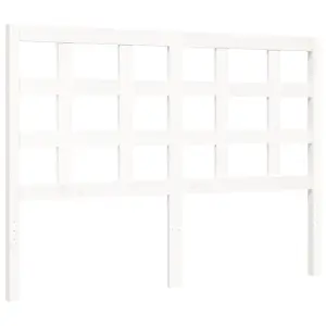 Berkfield Bed Frame with Headboard White Double Solid Wood