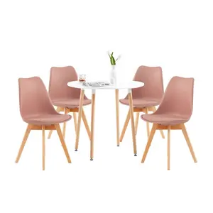 4 - Person Dining Set Pink / White