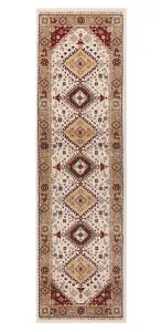 Traditional Persian Bordered Floral Cream Geometric Wool Rug for Living Room and Bedroom-200cm X 285cm