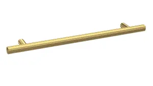 Furniture Handle Textured Knurled Bar Handle, 252mm (192mm Centres) - Brushed Brass