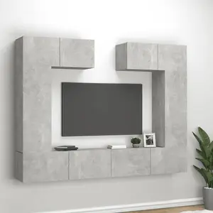 Berkfield 6 Piece TV Cabinet Set Concrete Grey Engineered Wood