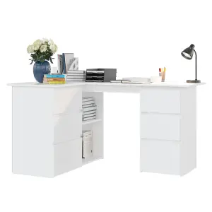 Berkfield Corner Desk White 145x100x76 cm Engineered Wood