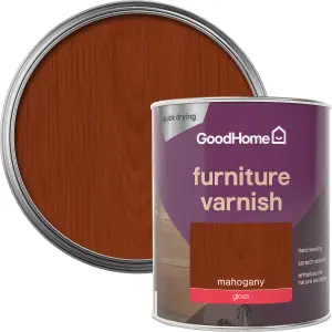 GoodHome Mahogany Gloss Multi-surface Furniture Wood varnish, 750ml