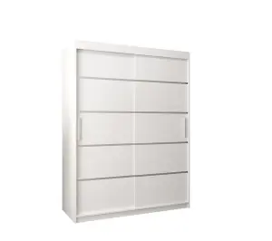 Verona 01 Contemporary 2 Sliding Door Wardrobe 5 Shelves 2 Rails White Matt (H)2000mm (W)1500mm (D)620mm