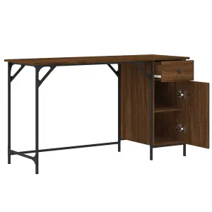 Berkfield Computer Desk Brown Oak 131x48x75 cm Engineered Wood