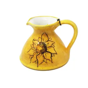 Sunflower Hand Painted Ceramic Yellow Kitchen Dining Flat Based Pourer Jug (H) 14cm