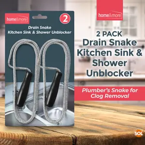 2pk Drain Snake Unblocker 100cm, Kitchen Sink Unblocker Tool Plumbing Snake Shower Drain Unblocker Tools for Kitchen Sink & Drain