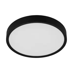 Flush Ceiling Light Colour Black Shade White Plastic Bulb LED 33.5W Included