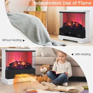 Costway 27" Freestanding Fireplace 2000W Electric Fireplace Heater W/ 3-Level Vivid Flame