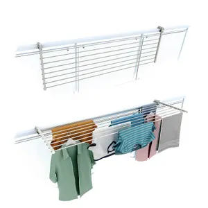 Duo 162, Folding clotheshorse for balustrades, exteriors and balconies, Width 162 cm White