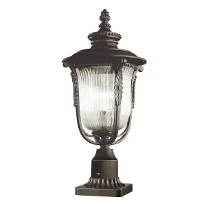 Luminosa Luverne 1 Light Outdoor Pedestal Light Rubbed Bronze IP44, E27