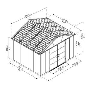 Palram - Canopia Yukon 11x13 ft Apex Dark grey Plastic 2 door Shed