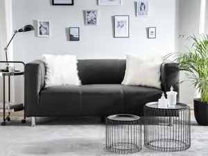 3 Seater Faux Leather Sofa Black FLORO