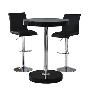 Furniture In Fashion Havana Bar Table In Black With 2 Ripple Black Bar Stools