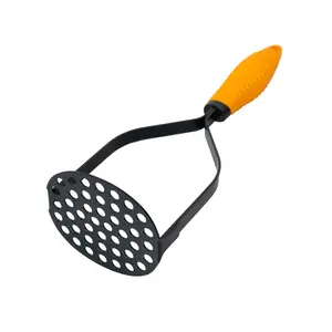 Deiss Pro Heavy Duty Stainless Steel Potato Masher with Non-Slip Rubber Handle Orange/Black