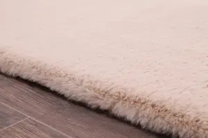 Faux Fur Natural Plain Shaggy Modern Easy to Clean Rug for Living Room and Bedroom -60cm X 110cm