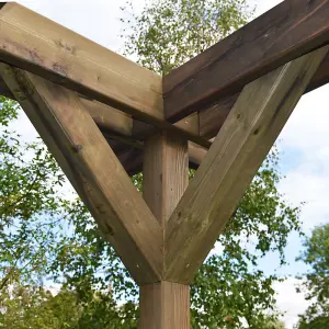 Double Premium Pergola - Wood - L240 x W360 x H270 cm - Rustic Brown