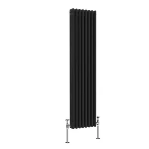 Right Radiators 1500x382 mm Vertical Traditional 3 Column Cast Iron Style Radiator Black