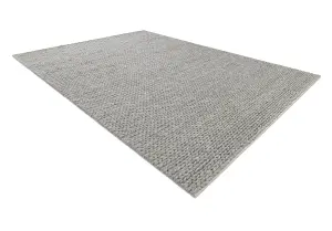 Wool carpet TAHAR 99004G grey - HAND-WOVEN loop, uniform 120x180 cm