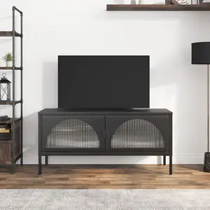 Berkfield TV Cabinet Black 105x35x50 cm Glass and Steel