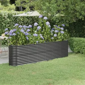 Berkfield Garden Planter Powder-coated Steel 260x40x68 cm Anthracite