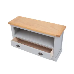 Loreo Light Grey 1 Drawer TV Cabinet Brass Cup Handle