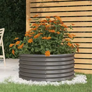 Berkfield Garden Planter Powder-coated Steel 80x80x36 cm Grey