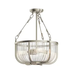 Luminosa Kichler Roux Cylindrical Pendant Ceiling Light Brushed Nickel