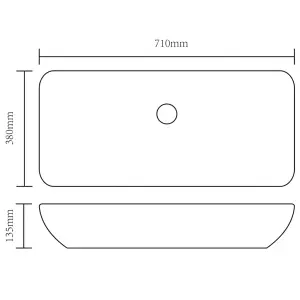 Ceramic Bathroom Sink Basin Black Rectangular