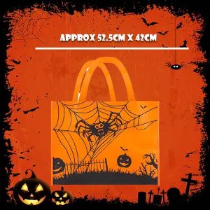 Halloween Shopper Bag Halloween Party, Trick or Treat 40cm x 32cm Orange Spider