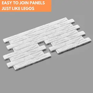 White Old Brick Effect Wall Panels Set of 4 Covers 5.81 ft² (0.54 m²) - Lightweight Styrofoam, Easy Install with Adhesive Included