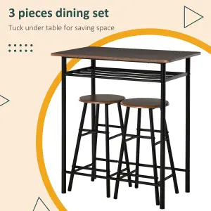 HOMCOM 3-Piece Dining Set with 2 Matching Chairs and 1 Table for Home Bar