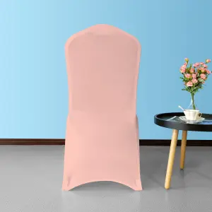 Polyester Spandex Chair Covers for Wedding Decoration - Rose Gold, Pack of 10