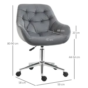 Vinsetto Home Office Chair Velvet Ergonomic Computer Comfy Desk with Adjustable Height, Dark Grey