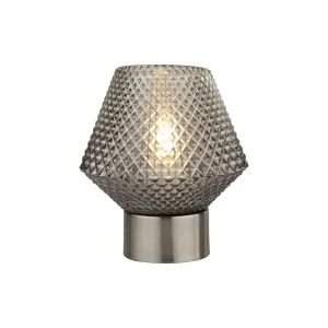 Lighting Collection Textured Smoked Glass Table Lamp