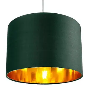 Contemporary Green Cotton 12 Table/Pendant Lamp Shade with Shiny Copper Inner